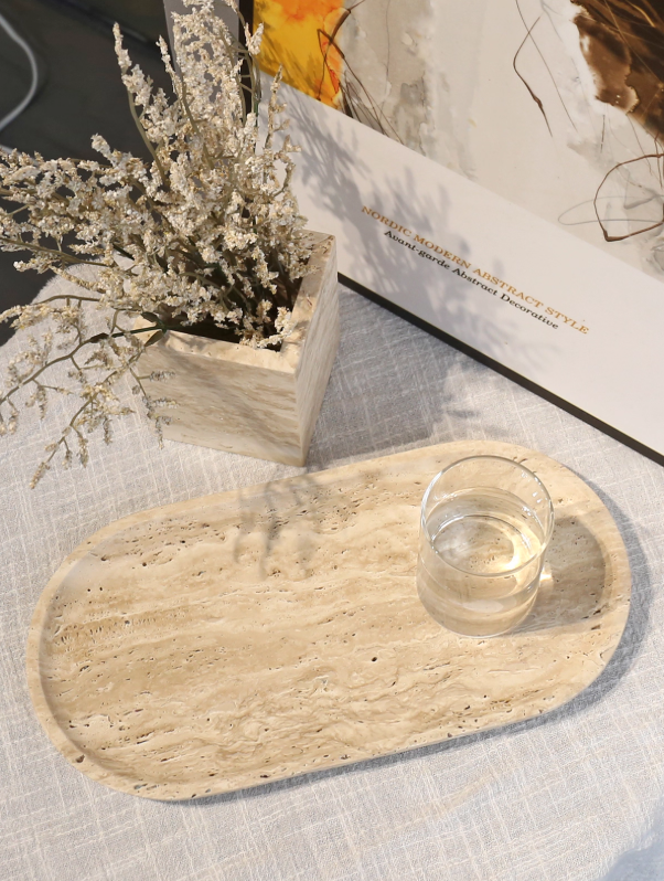 Travertine Oval Tray | Natural Travertine | 30cmX15cmX1.8cm