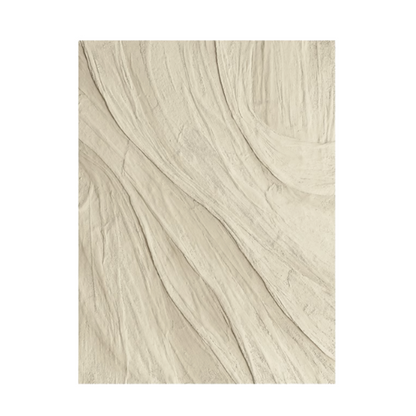 Abstract beige painting with flowing, textured patterns resembling sand or stone formations.