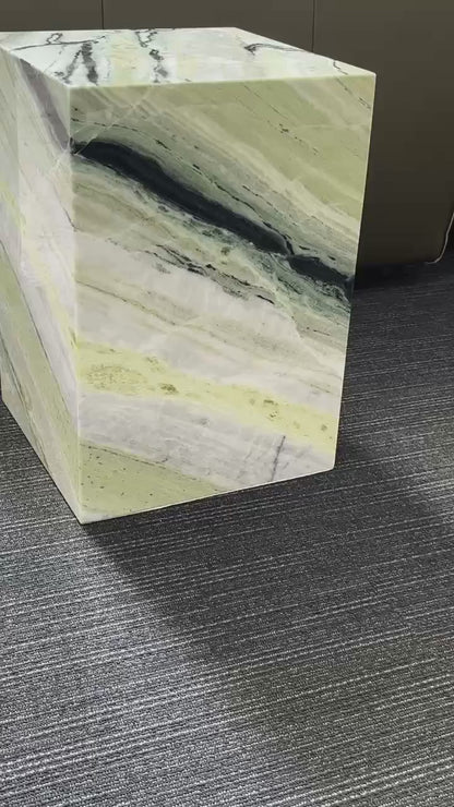 CUBI Plinth | Side Table | Natural Marble | Shangri-La Green