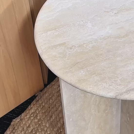 natural travertine side table