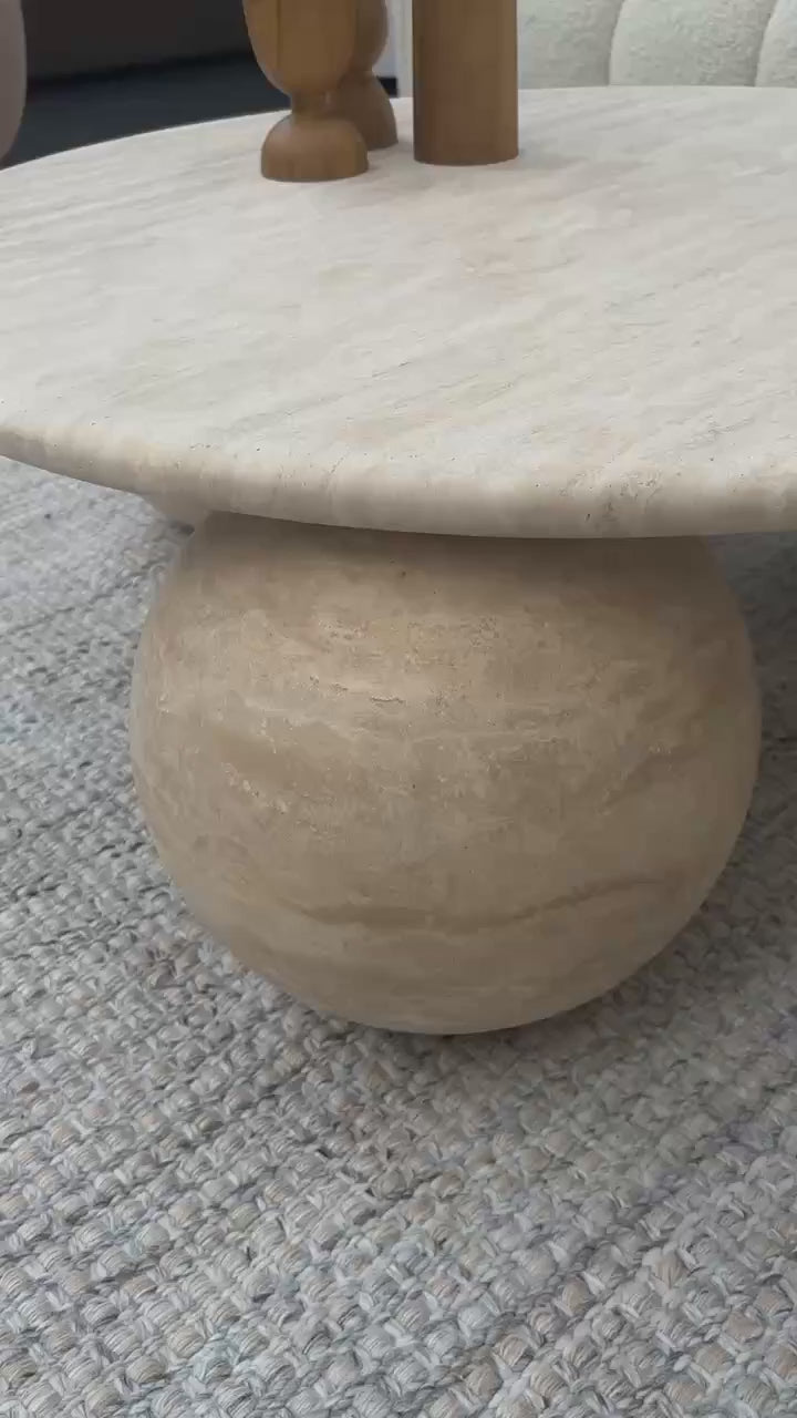 MOLLY Coffee Table | Natural Travertine | Beige - Home Elements