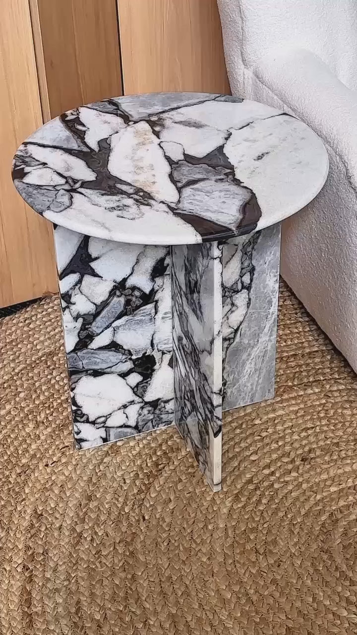 Side Table | Natural Marble | Ocean Storm