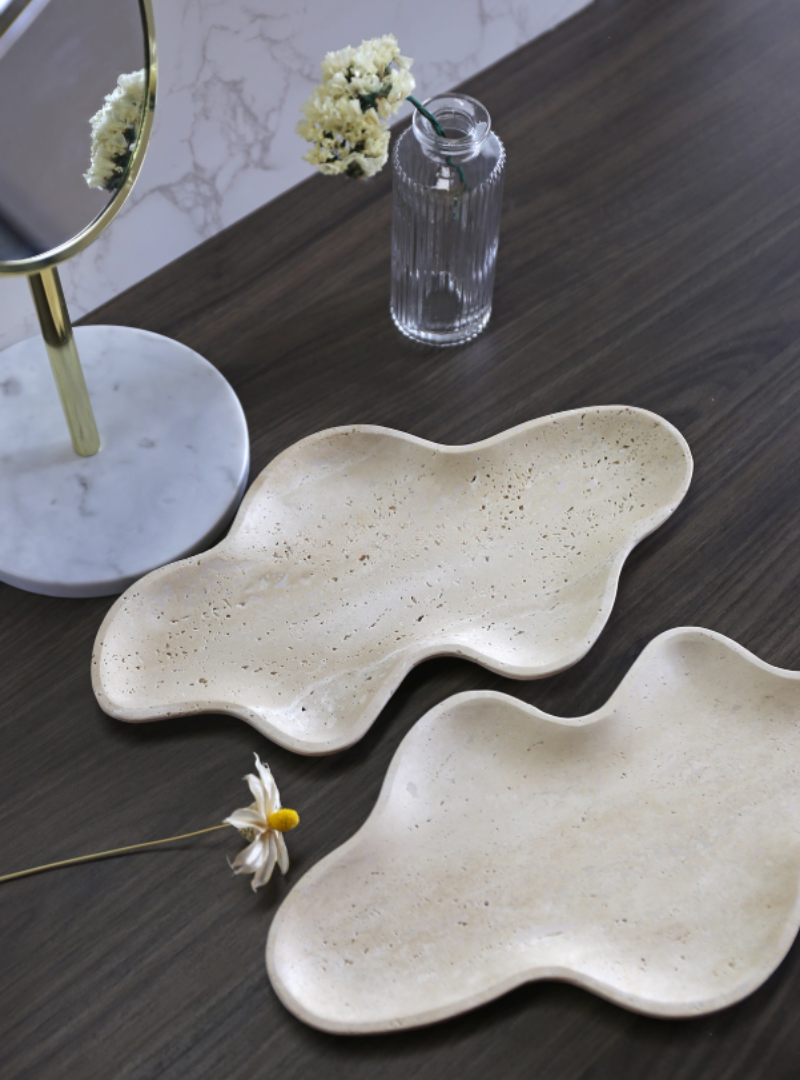 Cloudform Travertine Tray | Beige | 30cmX16cmX1.8cm