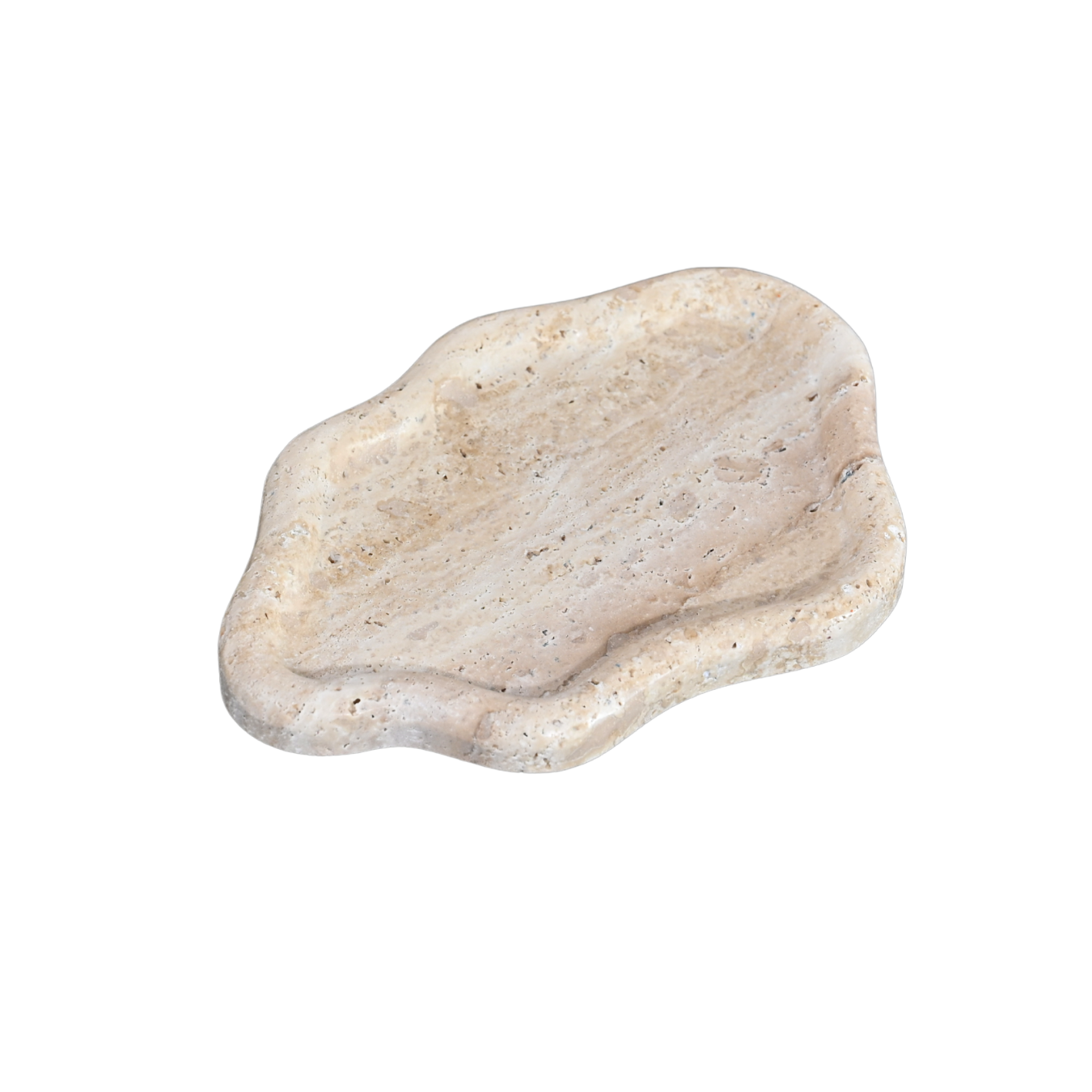Organic-shaped Travertine Tray | Beige