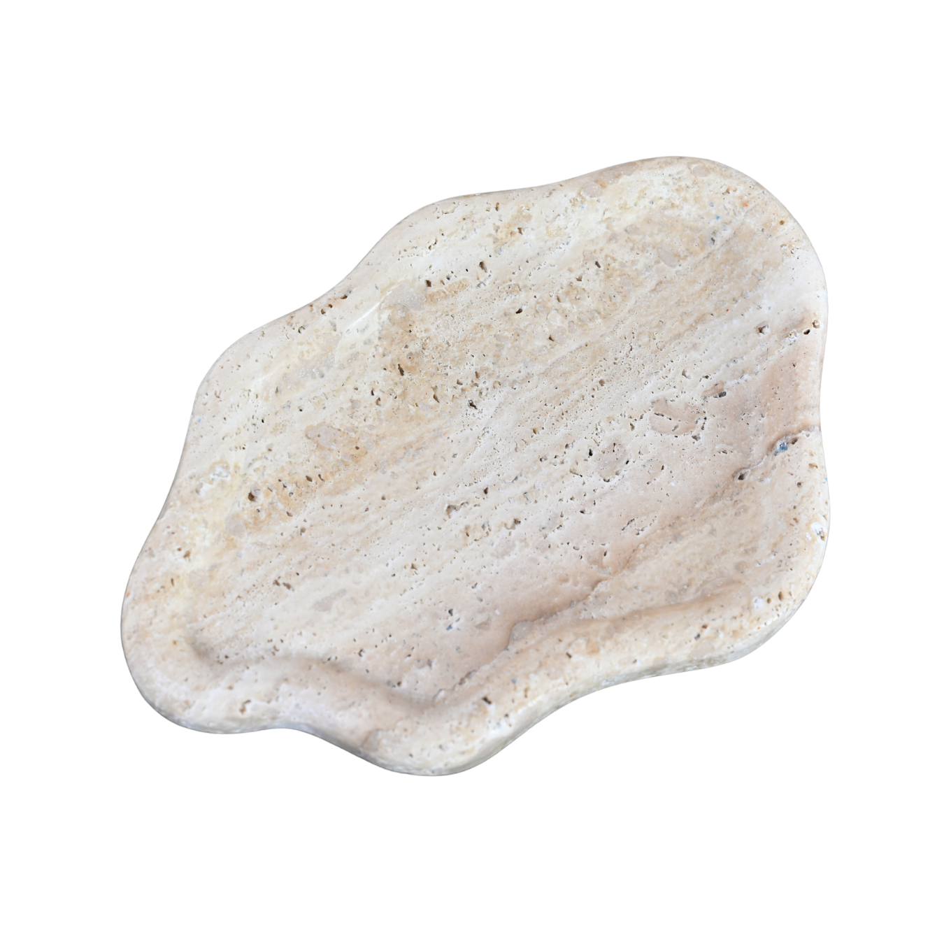 Organic-shaped Travertine Tray | Beige