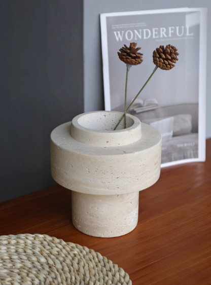 Travertine vase | Natural Travertine | 16cmX16cmX16cm