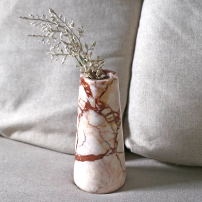 Natural Marble Vase | Calacatta Burgundy | 9cmX9cmX20cm