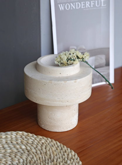 Travertine vase | Natural Travertine | 16cmX16cmX16cm