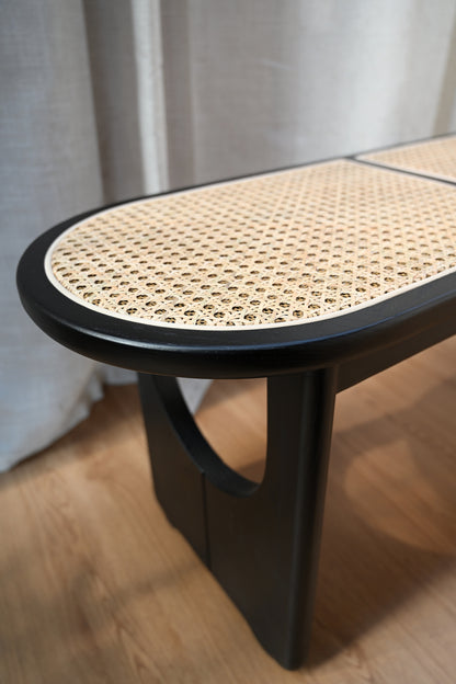 ash wood black bench seat 140cm