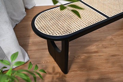 ash wood black bench seat 140cm